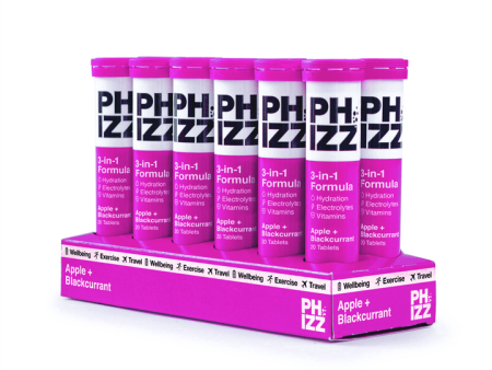 Phizz 2-in-1 Multivitamin & Rehydration Electrolyte Effervescent 12x20 Tabs Apple & Blackcurrant Supply